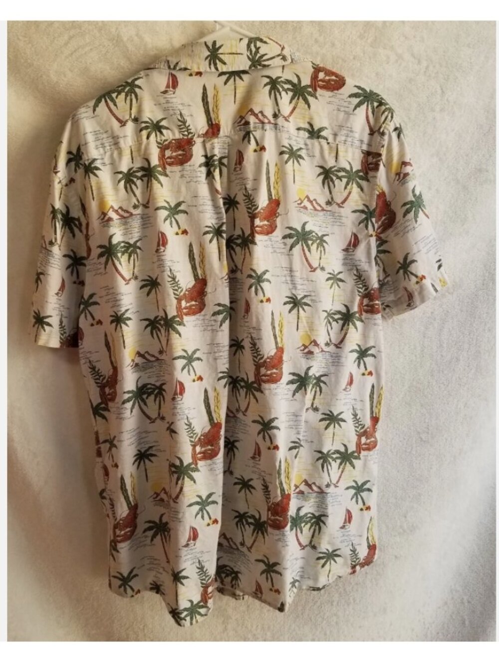 Short Sleeve Button Up Shirt Mens XL Lobster Palm Tree Print Cotton Vacation - Picture 3 of 8